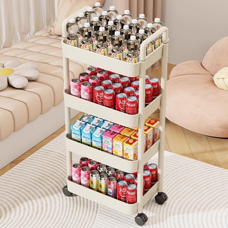Estante de almacenamiento de carrito pequeño cocina de piso baño móvil snack inodoro dormitorio multicapa cabecera de cama almacenamiento de almacenamiento