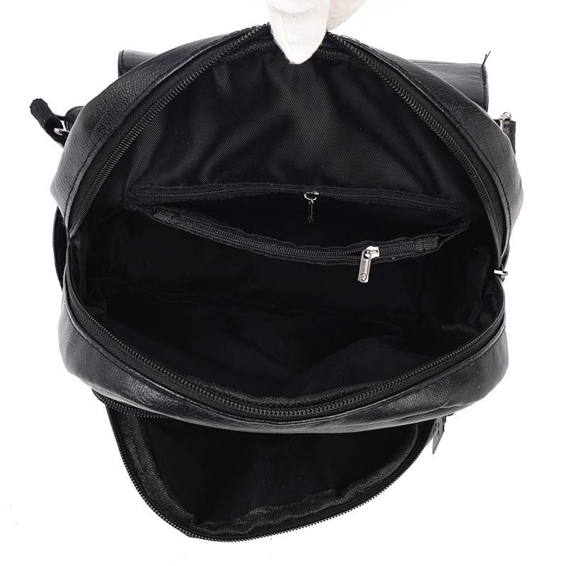 Transfronterizas mochila de cuero suave de damas 2024 nueva mochila de moda simple de color sólido de gran capacidad mochila de estudiantes al por mayor