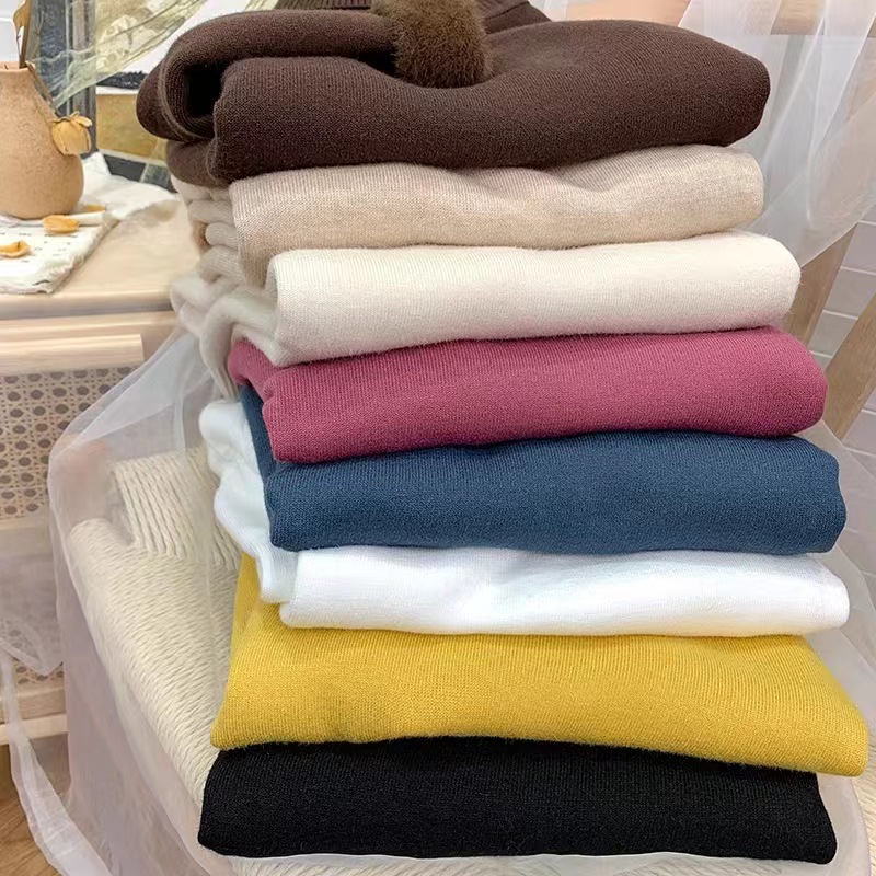 Medio cuello alto suéter forrado de lana camisa de fondo para las mujeres 2022 nuevo Otoño e Invierno de una sola pieza engrosada cálido slim fit interior de punto image 9