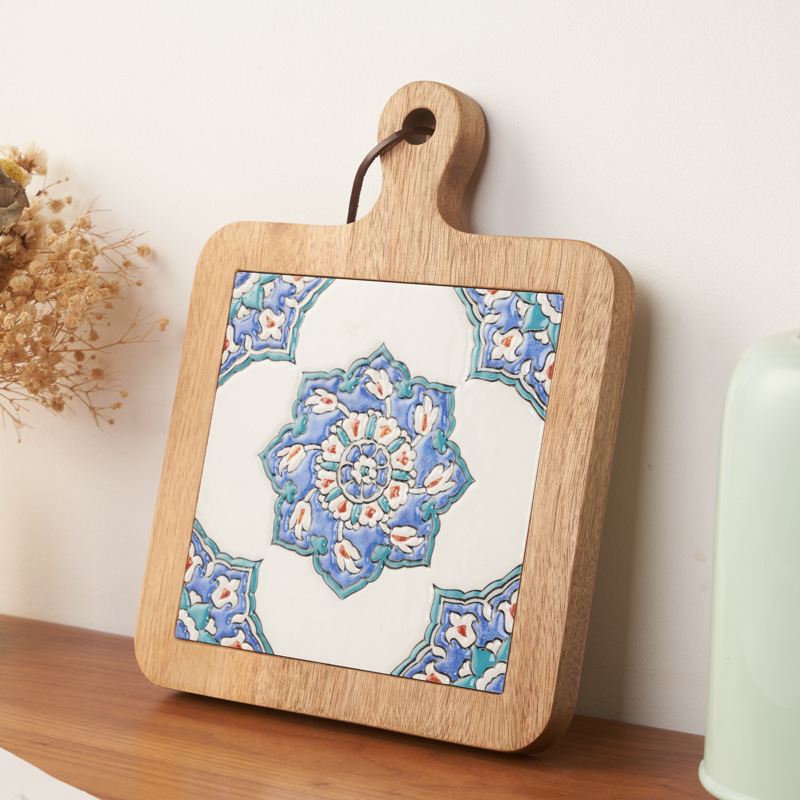 Madera maciza vintage azulejo mantel estera de aislamiento estera de mesa creativa anti-escaldado cazuela estera olla grande japonés nuevo
