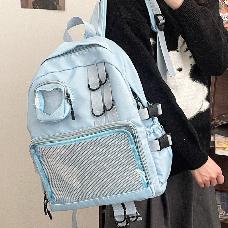 Mochila japonesa pequeña y fresca de chicas, moda simple y sólida, mochila de estudiantes de secundaria, nueva mochila de gran capacidad para mujeres.