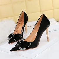 1829-H31 European and American Banquet High Heels Women's Shoes Metal Heels Super High Heels Pointed Silk Diamond Bow Single Shoes