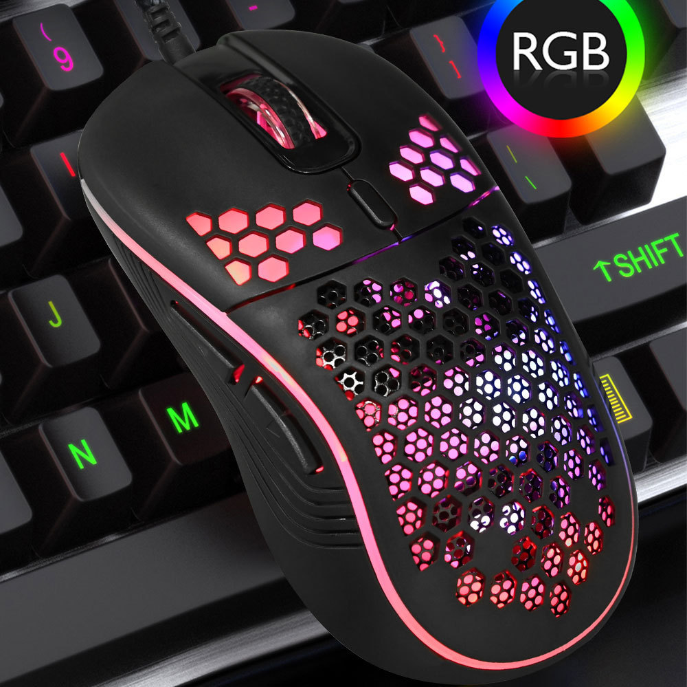 Gm86 Cut Out Honeycomb Wired Luminous Mouse Anti-Sweat Lightweight Rgb Gaming Office Computer Universal Mouse