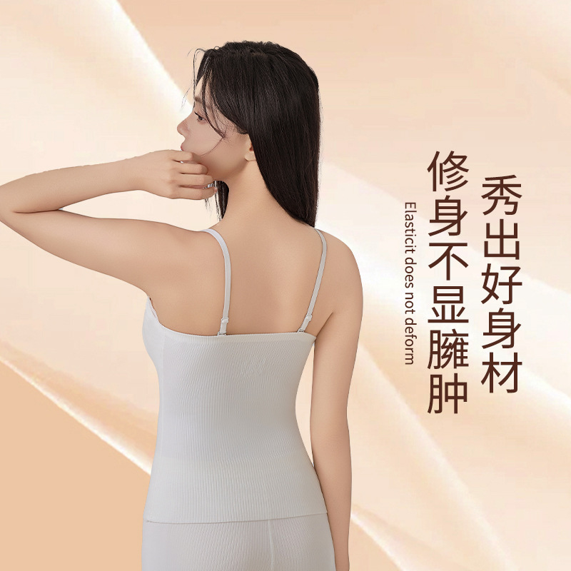 Finna Fu otoño invierno calentamiento ligero reúnido delgado con cabina de encaje con cojín de pecho integrado ropa interior sin marcas para mujeres