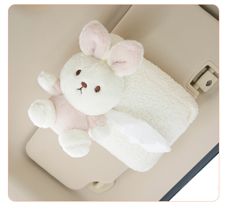 Car tissue box lambswool cute cartoon car chair back tissue pumping creative multifunctional decorative car supplies