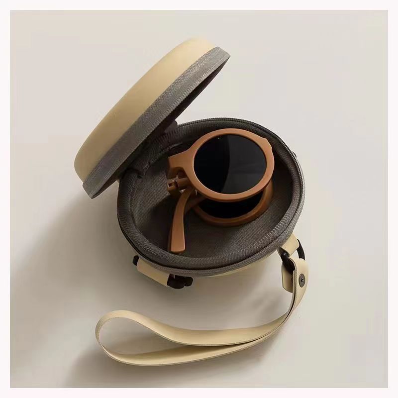 Mismo plegable cojín de aire gafas de sol caso gafas redondas bolsa de almacenamiento bolsa de cremallera suave bolsa Portátil Bolsa De cuero gafas caso