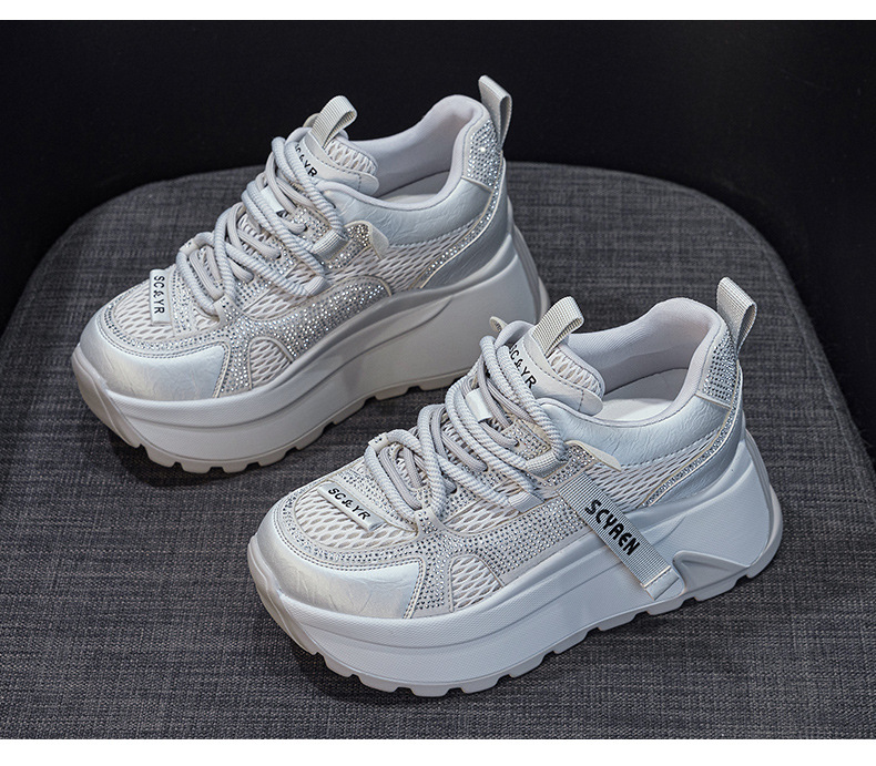 Giày sneaker nữ đế dày phong cách cổ điển phối lưới và da — Vàng lưới 5027-1, Đỏ da 5027, Xám lưới 5027-1, Đỏ lưới 5027-1 chi tiết 42
