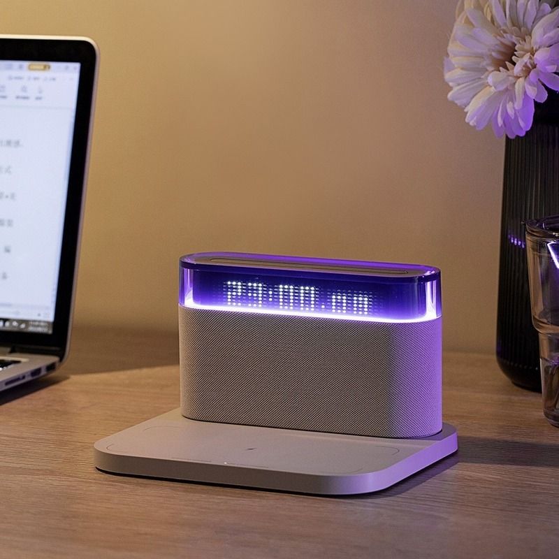 2025 新しいクロスボーダーギフトホームワイヤレス充電スマート時計ナイトライト Bluetooth スピーカー家庭用小型家電|undefined