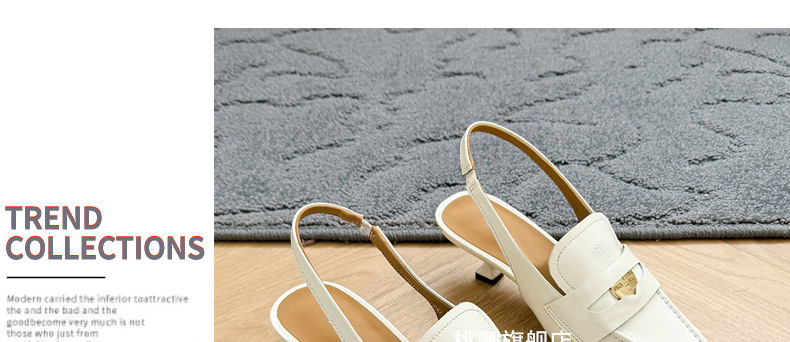 Giày sandal hở lưng nữ mũi nhọn gót thấp da mềm — Màu đen chi tiết 26