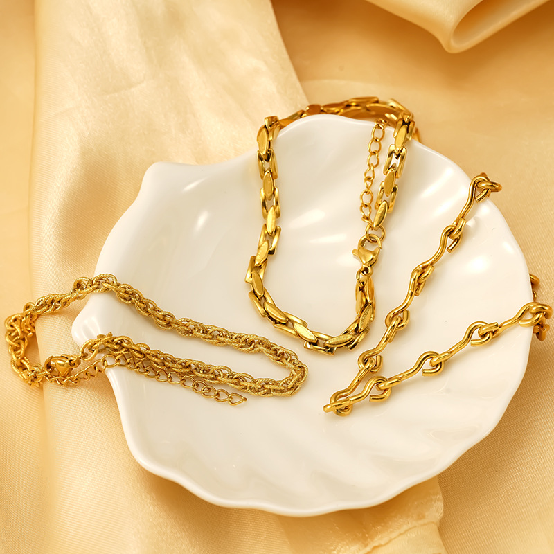 Cross-border Joker New High-value Temperament Anklet suit Combination Titanium Steel European and American Creative Design Geometric Anklet_voghion.com