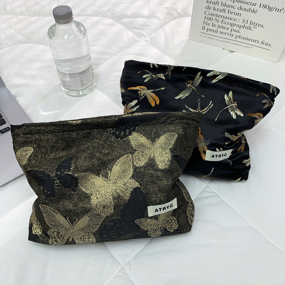 Bolsas de maquillaje de una gran cantidad de oro mariposa bolsa de maquillaje de alta capacidad de productos de cuidado de la piel bolsa de almacenamiento bolsa de mano