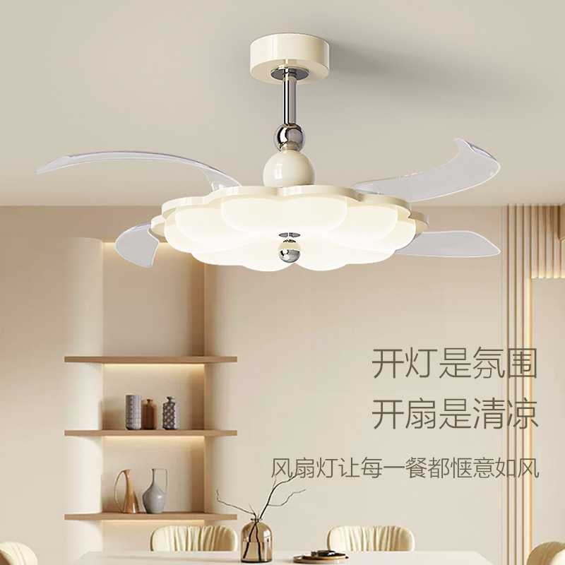 全光谱北欧风扇灯中古风隐形吊扇灯静音护眼一体灯餐厅玄关吊扇灯|undefined