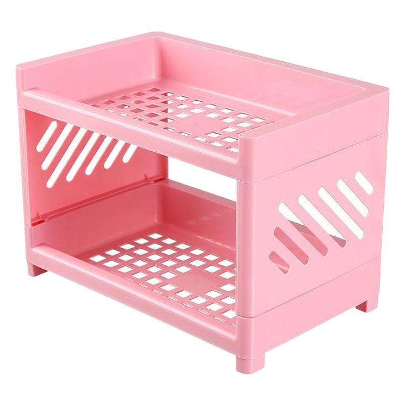 Simple desktop double-layer storage rack household plastic storage rack kitchen small storage rack desktop storage organizer