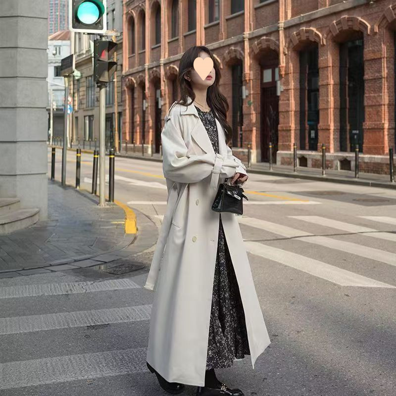高个子长款灰色风衣春秋女款2025新款加长版到脚踝大衣外套大码|undefined