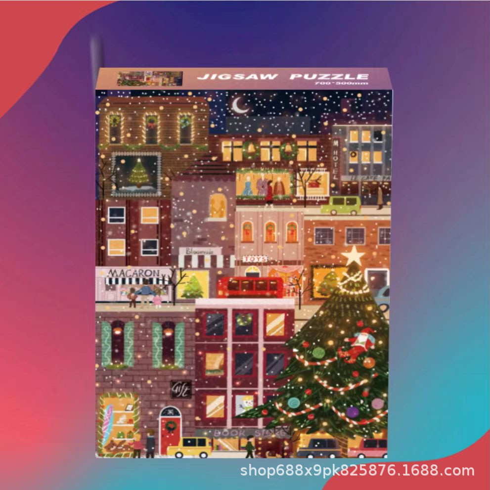 Rompecabezas 1000 piezas de papel de gran tamaño 70*50 cm lámpara de invierno con pegamento Juguetes educativos de descompresión para adultos al por mayor