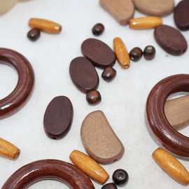 守源 木质散珠木圈异形珠椭圆片蚕豆米珠diy串珠材料箱包挂饰辅料