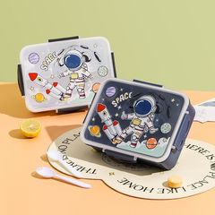 新しいかわいい漫画の独立した密封されたランチボックス、サラリーマン向けのポータブルコンパートメント付きランチボックス、ソース付きのクロスボーダーランチボックス