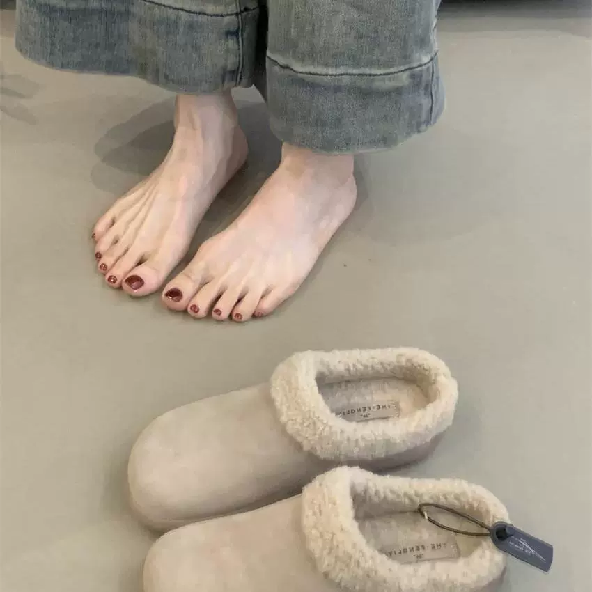 Меховые тапочки из овчины с цельной меховой отделкой, Birkenstock-стиль, закрытый носок, зимние утеплённые мули с мехом