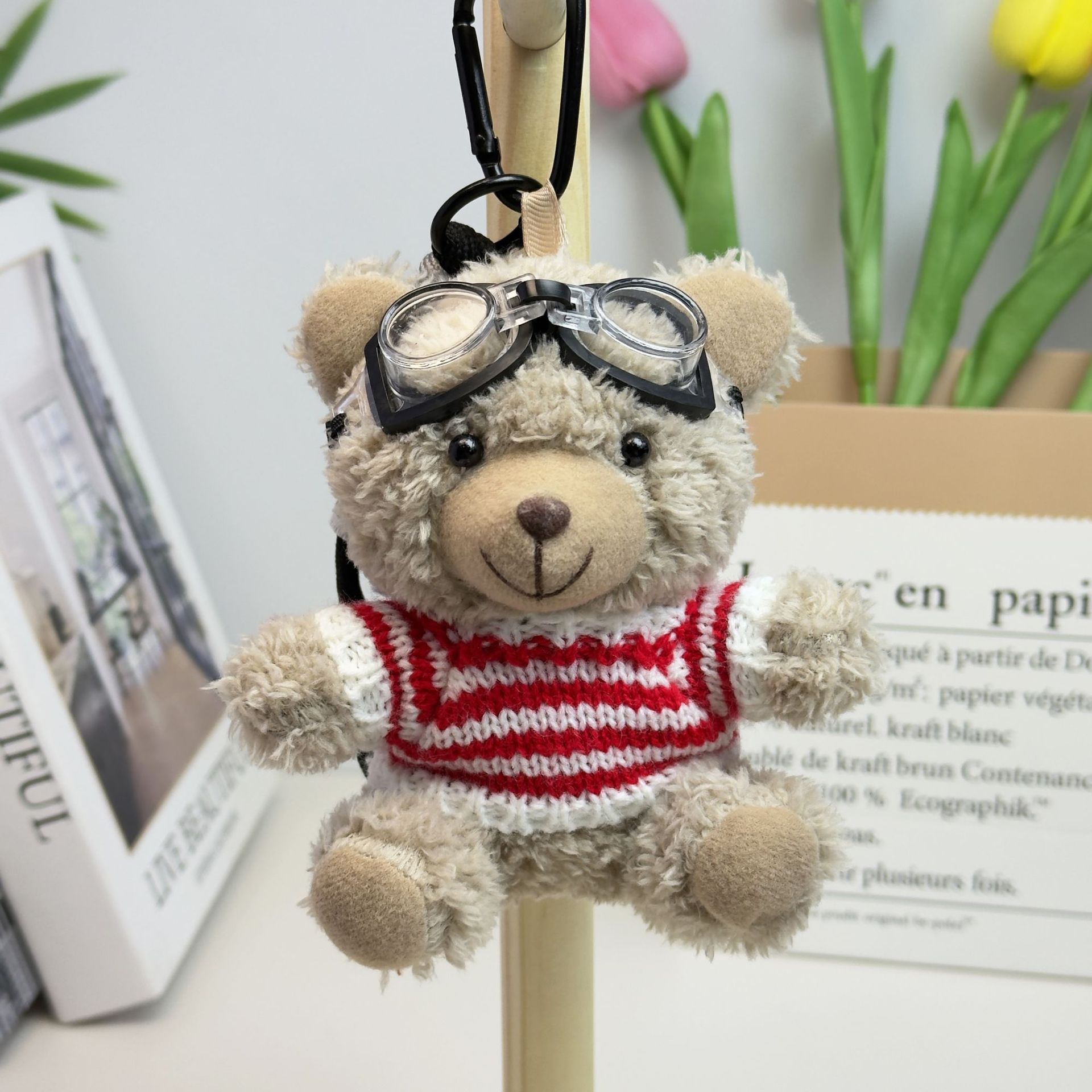 Suéter Teddy Bear Keychain bolsas colgantes muñecas de peluche creativas lindas gafas piloto Teddy Bear