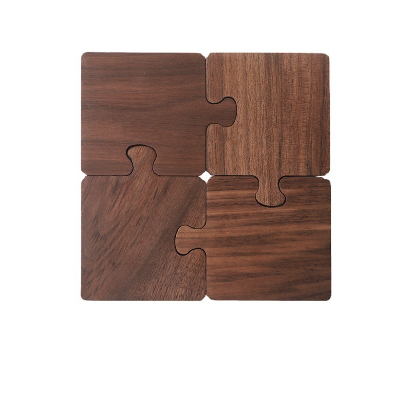 Madera maciza registro taza de té estera taza de madera de nogal negro estera de taza de madera ceremonia del té estera de aislamiento portavasos de madera estera de té de madera bandeja de té estilo japonés