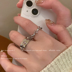 Summer Sweetheart~ Pink Zircon Heart Ring for Women, Unique Design, High-End, Instagram Sweet & Cool Style, Index Finger Ring, Fashionable and Personalized