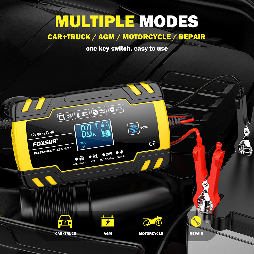 Multi-Stage Automatic Smart Battery Charger 100-240V battery charging
