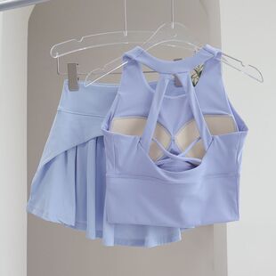 Fitness Suit for Women 2025 New Summer Outer Wear Running Beautiful Back Bra Anti-Exposure Badminton Tennis Skirt Sportswear