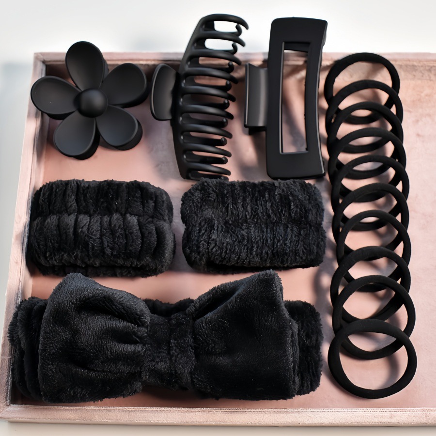 Ventas transfronterizas de mariposa final correa de pelo correa de muñeca sin costura anillo de pelo mate agarración conjunto de lavado 16 piezas conjunto de accesorios para el pelo