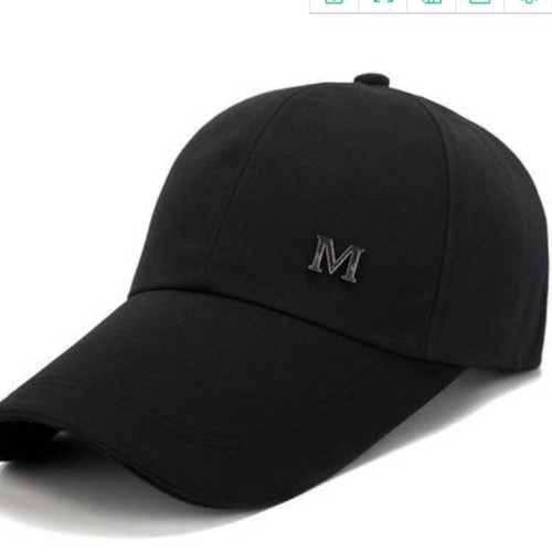 新款M标加长帽檐棒球帽户外防晒大帽檐鸭舌帽男女帆布遮阳帽子