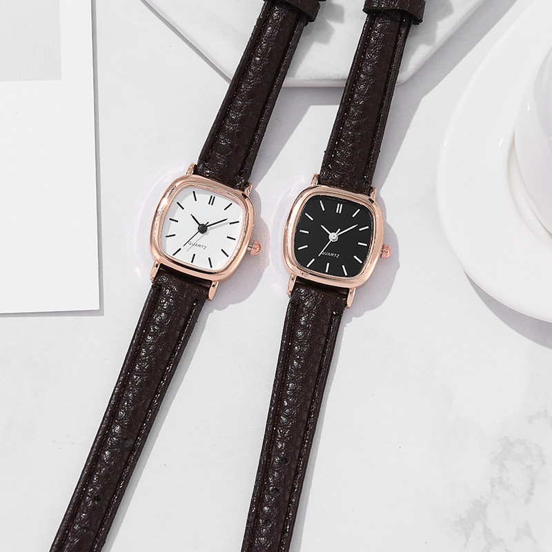 Montre pour femme avec ceinture à quartz pour étudiante, simple, carrée et personnalisée_voghion.com
