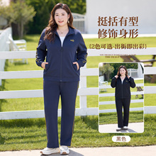 富晶大码运动休闲套装秋季两件套2025新款显瘦时尚运动服胖mm女装