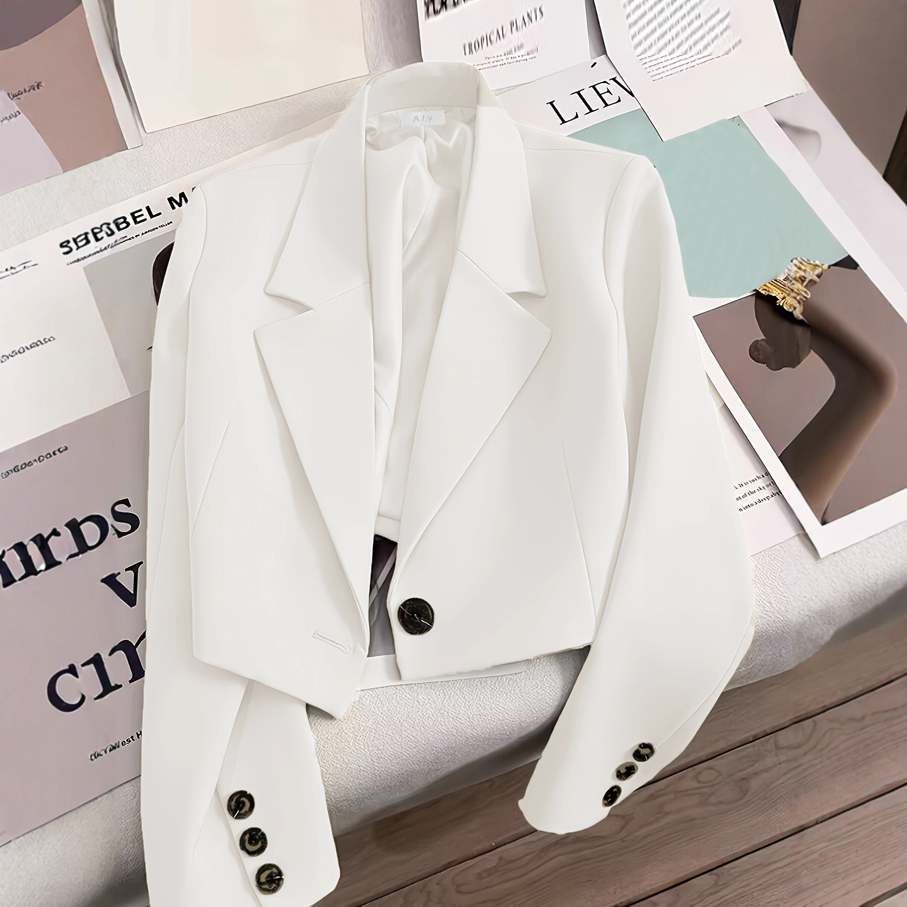 European and American style cross-border foreign trade short suit jacket for petite women, new spring and autumn style, versatile and trendy.