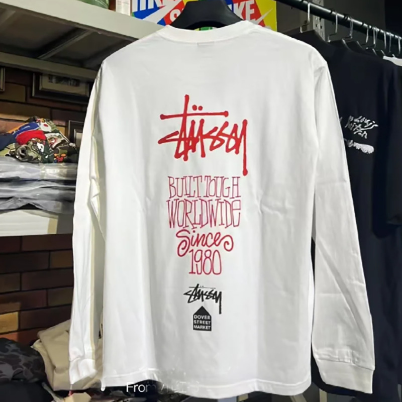 Spring and Autumn Basic Letter Printing 260g Cotton Long Sleeve T-shirt Men's and Women's Heavy Couple Casual Loose STU West