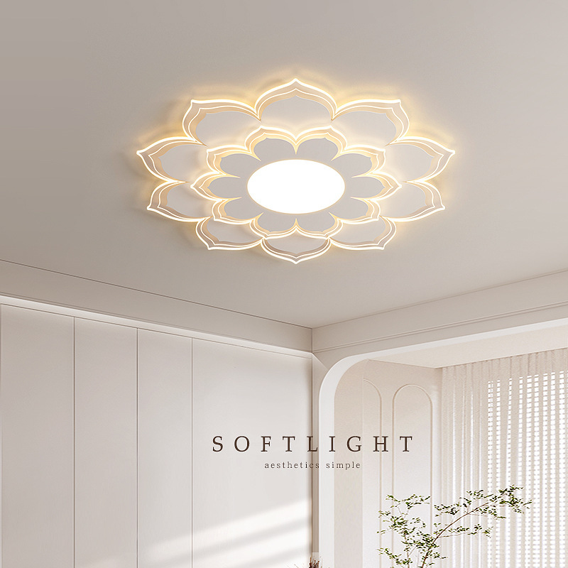 Faros en la sala de estar Luz principal en forma de flor simple moderna Habitación de dormitorio cálido Protección ocular Lámpara led Sala de estudio Lámpara de techo de comedor