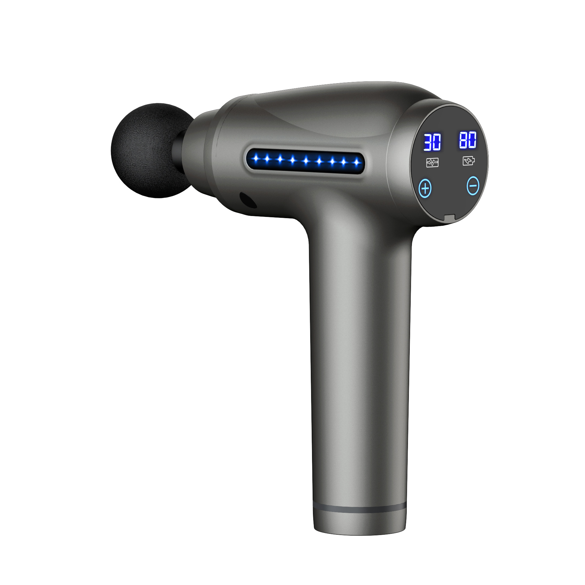 Fábrica directa eléctrica fitness fascia pistola nueva luminosa masajeador casa carga vibración inteligente fascia grab