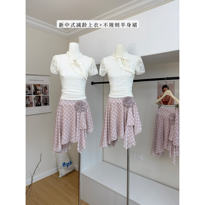 Xifengli Western Singer Solid Color V-neck Lace Short Sleeve T-shirt for Women, Summer New Chinese Style National Style Top Xifengli Western Singer Solid Color V-neck Lace Short Sleeve T-shirt for Women, Summer New Chinese Style National Style Top