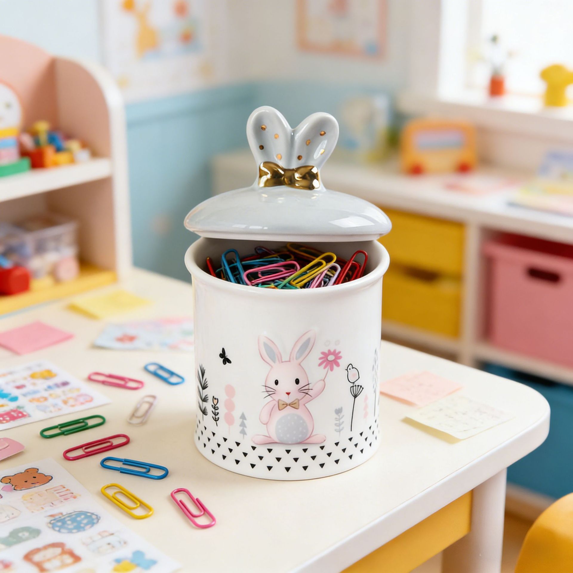 Pascua conejo estereoscópico de cerámica latas de joyería de exportación europea y americana joyería latas de decoración de vacaciones latas de polvo en stock