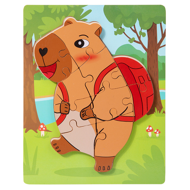 Cpc ce niños madera capibara rompecabezas dibujos animados rompecabezas de animales jardín de infantes bebé educación temprana juguetes educativos
