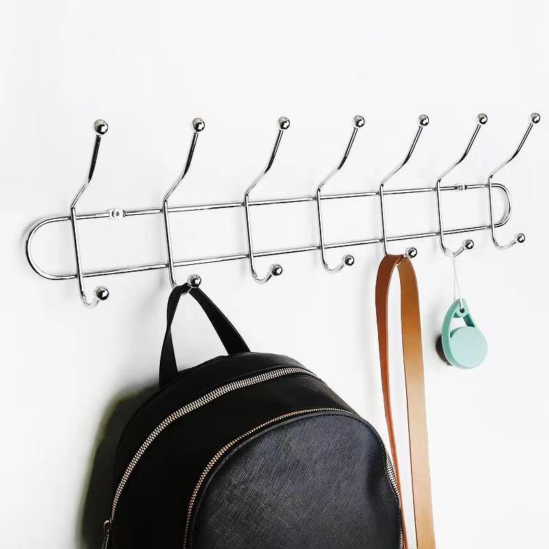 Wholesale Thickened Double Row Clothes Hook Wholesale Towel Hook Bathroom Kitchen Wall Hanging Long Row Hook Door Rear Coat Hook
