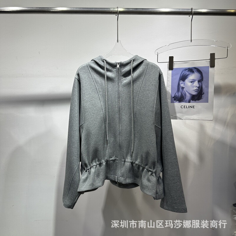南油高端东大门时尚双拉链连帽卫衣短外套女春秋百搭小众上衣开衫|undefined
