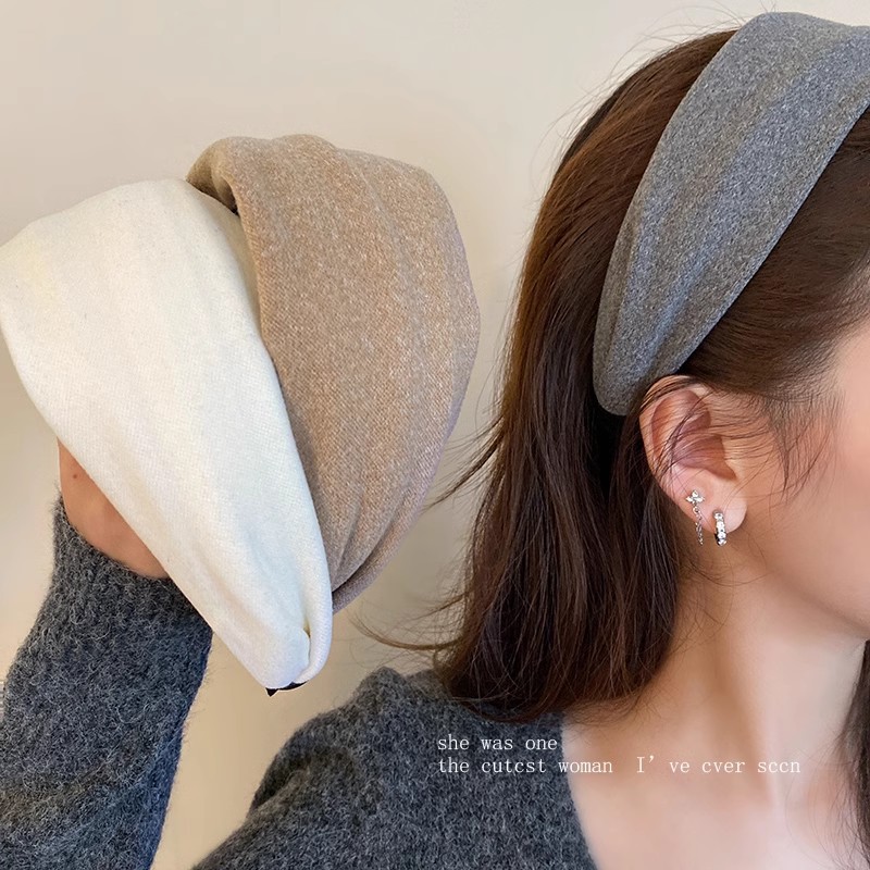 Otoño y invierno retro de moda de alto nivel sensación de banda ancha de cabello temperamento simple lavar la cara banda de cabeza para salir al cabello accesorios para el cabello
