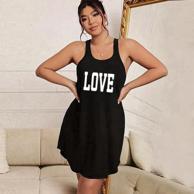 Cross-border Amazon Xiyin Independent Station Letter LOVE Sports Vest Nightdress Women's Cross-border 2025 New Pajamas Cross-border Amazon Xiyin Independent Station Letter LOVE Sports Vest Nightdress Women's Cross-border 2025 New Pajamas