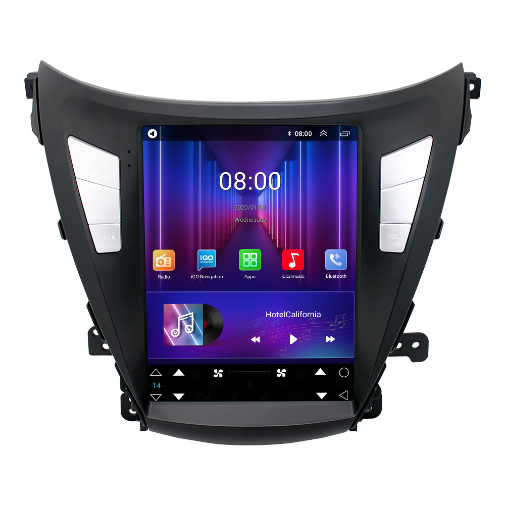 Aplicable a 11-13 Elantra Android navegación del coche Bluetooth MP5 pantalla vertical revertir la imagen GPS jugador