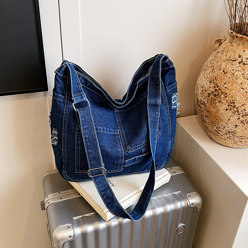 Nuevo bolso de hombro retro de gran capacidad para mujer bolso de mensajero de moda bolso de mezclilla de moda para estudiantes
