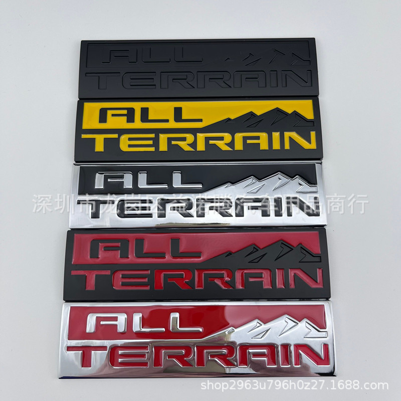 Chevrolet pikaplari, ALL TERRAIN logotipi, o'zgartirilgan transport vositalari stikerlari, off-road pikaplari uchun metall stikerlar uchun mos keladi.