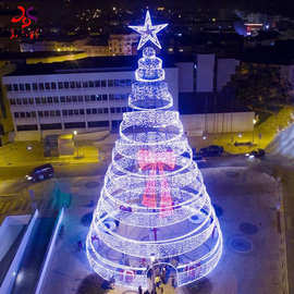 LED发光聖誕樹铁艺豪华圣诞树装饰品圣诞节派对布置美陈灯光装扮