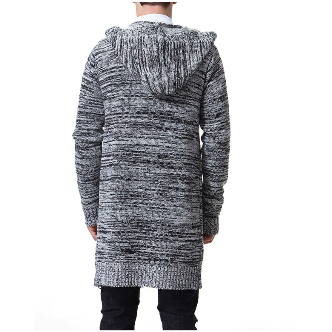 Худи, вязанный кардиган, модный свитер, длинное пальто, (跨境交易), AliExpress, утолщенный, средняя длина