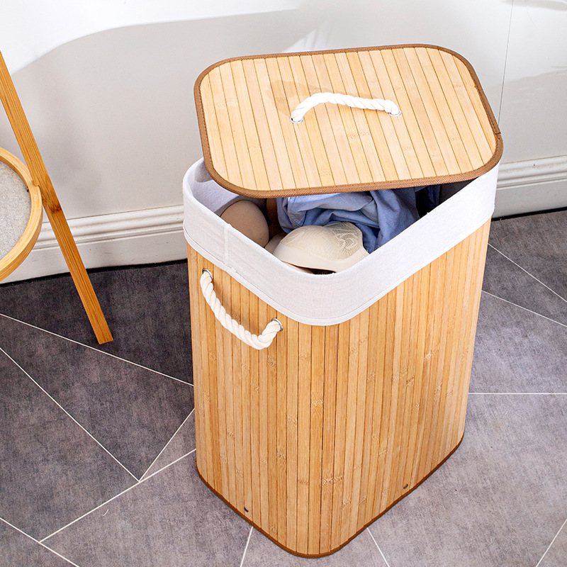 Tubo de almacenamiento de bambú, cesta de almacenamiento de ropa para el hogar, cesta para ropa sucia, cesta de lavandería para juguetes de niños, cesta de bambú, cesta de almacenamiento grande