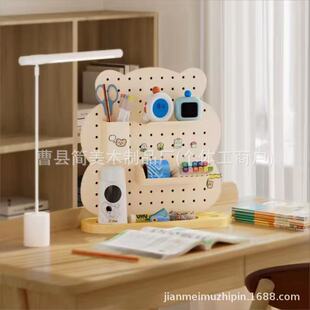Wooden Special-Shaped Hole Board Storage Rack Household Desktop School Supplies Cosmetics Office Desk Storage Rack