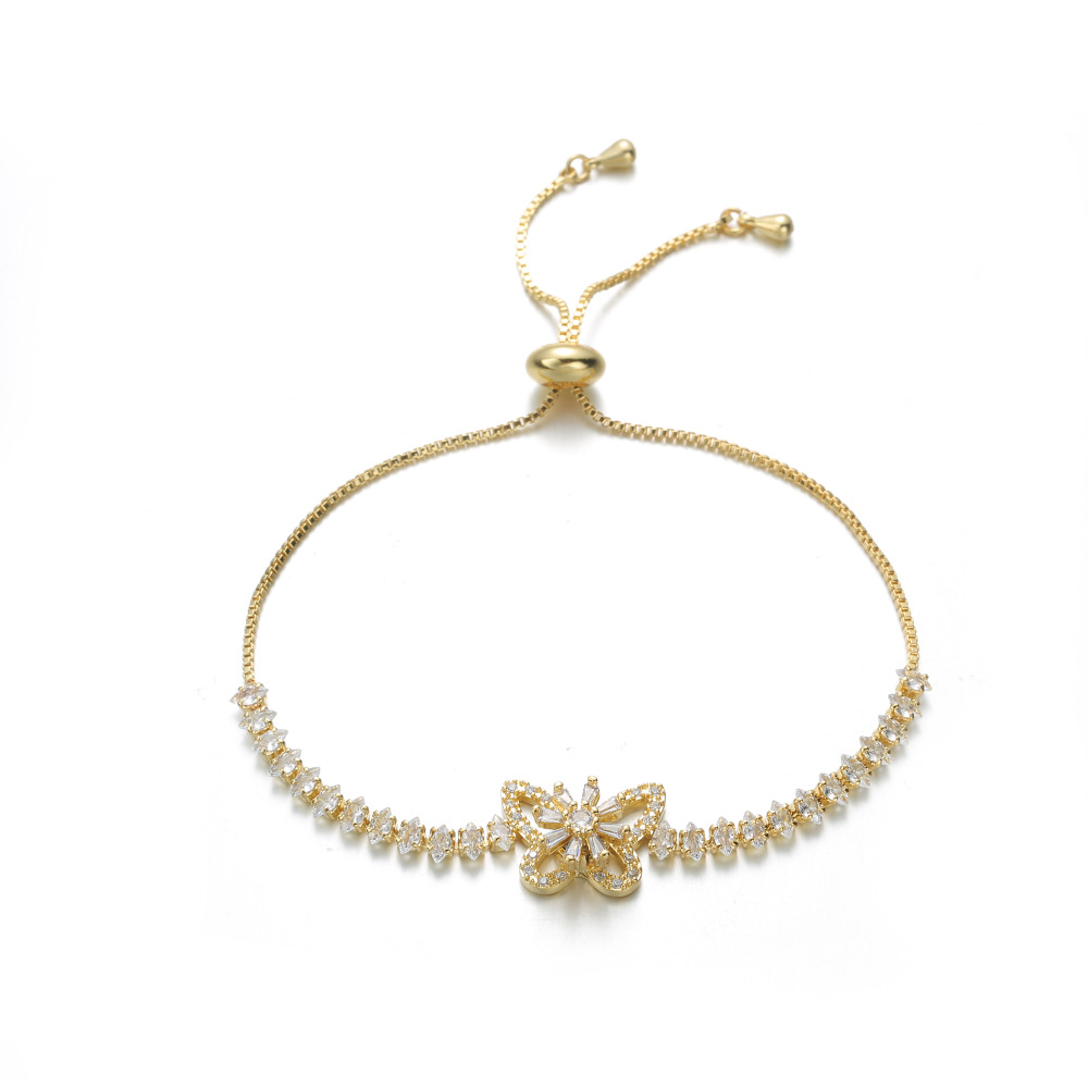 Women's Gender Wholesale Jewelry Sweet Flower Titanium Steel Copper Diamond Jewelry Set